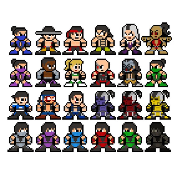 8-bit MK3 PIXEL KOMBAT Vinyl Decal Sticker Set Pixel Art - Etsy