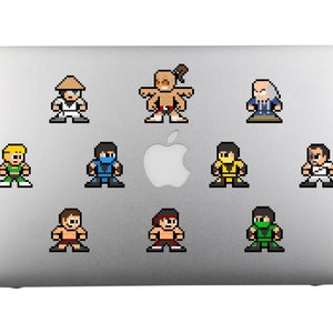 8bit Vinyl Decals, PIXEL KOMBAT, Set of 10, Pixel Art, Sticker Sheet, For Laptops, For Gamers, Pixel Art Stickers,