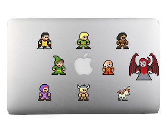 8bit Vinyl Decals, DUNGEONS AND DRAGONS, Set of 9, Pixel Art, Sticker Sheet, For Laptops, For Gamers, Pixel Art Stickers, 80s Cartoons,