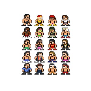 8-bit 80s WRESTLING Vinyl Decal Sticker Set Pixel Art