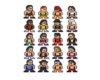 8-bit 80s WRESTLING Vinyl Decal Sticker Set Pixel Art