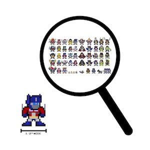 Zestaw 52, TRANSFORMERS, 8-bitowe mikro kalkomanie, Pixel Art, do telefonów komórkowych, do laptopów, komiksy, kreskówki z lat 80., naklejki winylowe