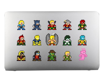 8bit Vinyl Decals, JSA, Set of 15, Pixel Art, Sticker Sheet, For Laptops, For Gamers, Pixel Art Stickers, Justice Society