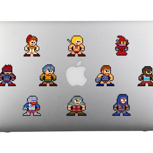 8bit Vinyl Decals, HEROIC MOTU, Set of 10, Pixel Art, Sticker Sheet, For Laptops, For Gamers, 80s Cartoons, 80s Toys, MOTU, He Man