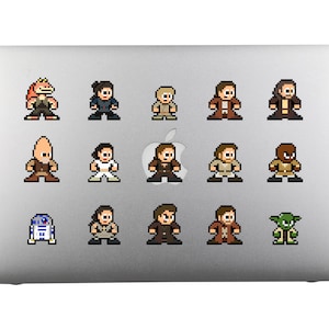 8bit Vinyl Decals, PREQUEL HEROES, Set of 5, Pixel Art, Sticker Sheets, For Laptops, For Gamers, Sci Fi Stickers, Pixel Art Stickers