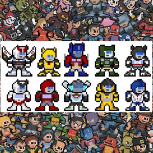 8bit Vinyl Decals, TRANSFORMER AUTOBOTS, Set of 10, Pixel Art, Sticker Sheet, For Laptops, For Gamers, Pixel Art Stickers, Transformers zdjęcie 2