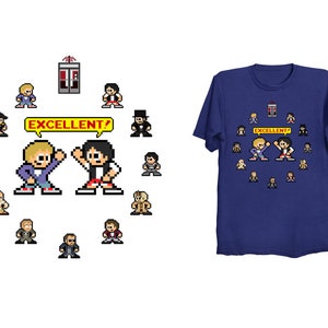 BILL & TED'S EXCELLENT Shirt Retro Style  Mega Man Bogus Journey Adventure Face the Music Napoleon Abraham Lincoln Rufus Socrates 80s