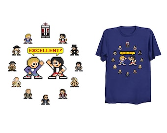 BILL & TED'S EXCELLENT Shirt Retro Style  Mega Man Bogus Journey Adventure Face the Music Napoleon Abraham Lincoln Rufus Socrates 80s