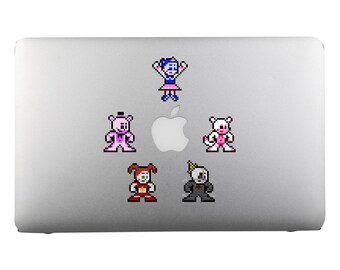 8bit Vinyl Decals, SISTER LOCATION, Set of 5, Pixel Art, Sticker Sheets, For Laptops, For Gamers, Five Nights at Freddy's, FNAF