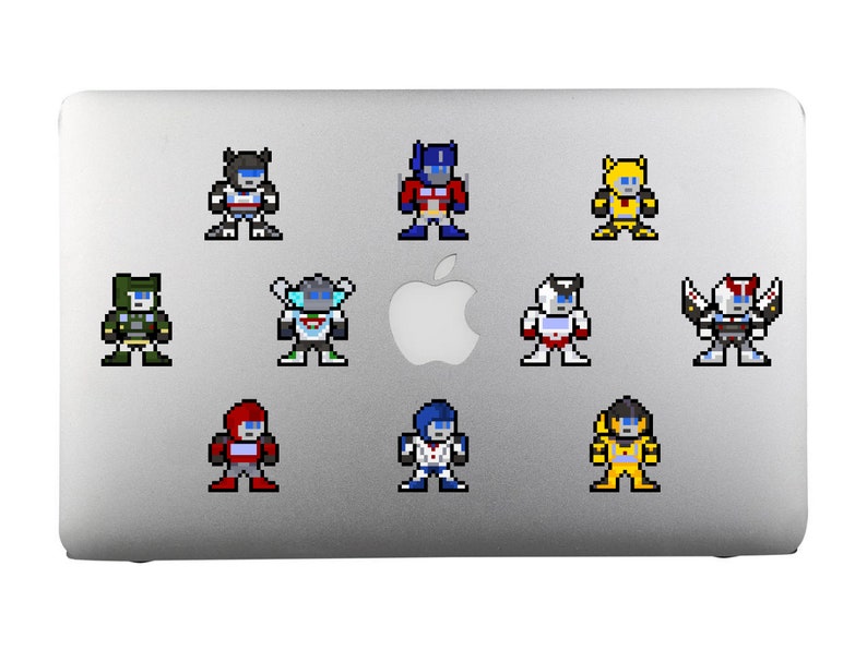 8bit Vinyl Decals, TRANSFORMER AUTOBOTS, Set of 10, Pixel Art, Sticker Sheet, For Laptops, For Gamers, Pixel Art Stickers, Transformers zdjęcie 1