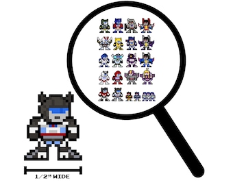 8bit Micro Decals, TRANSFORMERS, Set of 20, Pixel Art, For Cell Phones, For Laptops, For Gamers, Transformers Stickers, Vinyl Decals