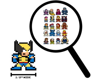 8bit Micro Decals, MUTANT HEROES, Set of 20, Pixel Art, For Cell Phones, For Laptops, For Gamers, Comic Books, Hero Stickers, Vinyl Decals