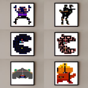 アーケード プリント、シリーズ 2、12 x 12 プリント、ポスター プリント、ゲーム ルーム用、ゲーマー用、アーケード ウォール アート、ピクセル アート、ビデオ ゲーム アート、アーケード ゲーム