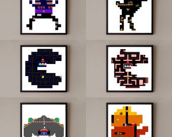 ARCADE PRINTS, Series 2, 12 x 12 Print, Poster Prints, For Game Rooms, For Gamers, Arcade Wall Art, Pixel Art, Video Game Art, Arcade Games