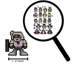 8bit Micro Decals, DECEPTICON TRANSFORMERS, Set of 20, Pixel Art, For Cell Phones, For Laptops, Transformers Stickers, Vinyl Decals