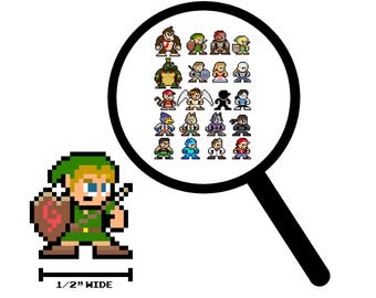 8bit Micro Decals, SUPER SMASH BROS 2, Set of 20, Pixel Art, For Cell Phones, For Laptops, For Gamers, Video Game Stickers, Vinyl Decals