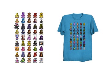 8-BIT FNAF T-Shirt Retro Style 8bit NES Shirt Security Breach Sister Location Funtime Freddy Nightmare Foxy Pizzeria Simulator Five Nights