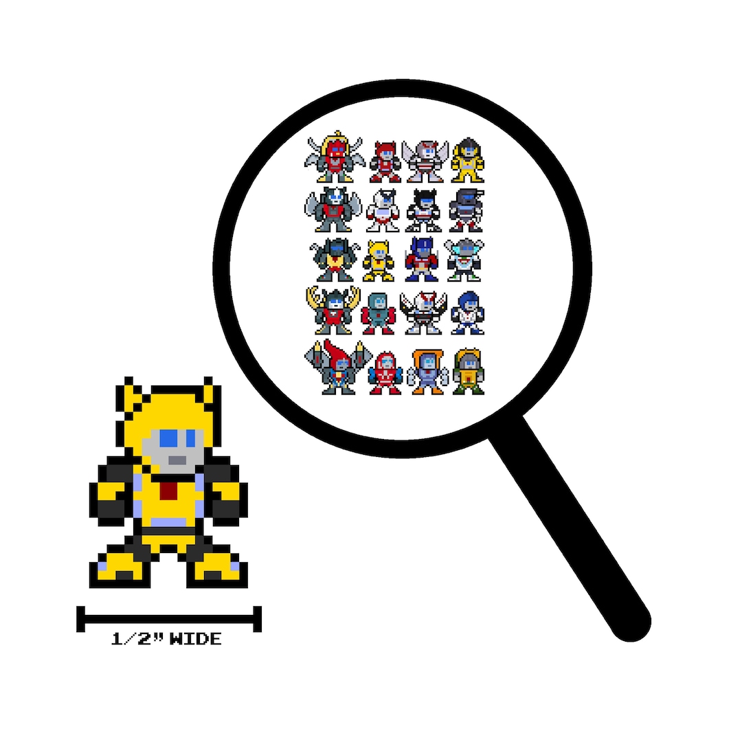8bit Micro Decals, AUTOBOT TRANSFORMERS, Set of 20, Pixel Art, for Cell ...