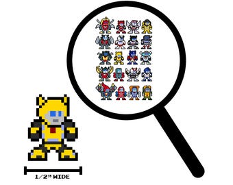 8bit Micro Decals, AUTOBOT TRANSFORMERS, Set of 20, Pixel Art, For Cell Phones, For Laptops, Transformers Stickers, Vinyl Decals