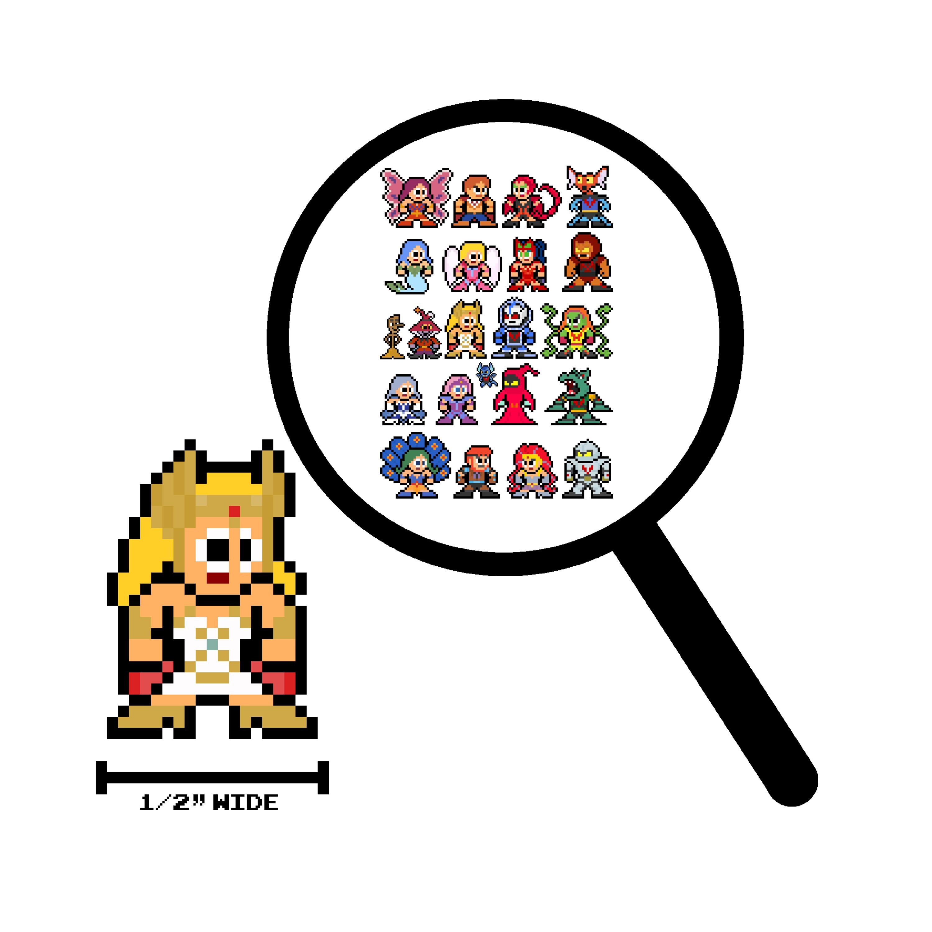 8bit Micro Decals, SHE-RA, Set of 20, Pixel Art, For Cell Phones, For Laptops, For Gamers, 80s Cartoons, MOTU Stickers, Vinyl Decals
