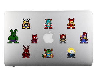 8bit Vinyl Decals, MARVEL TAILS, Set of 10, Pixel Art, Sticker Sheet, For Laptops, For Gamers, Pixel Art Stickers, Animal Stickers