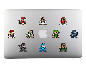 8bit Vinyl Decals, SUPER SMASH BROS 3, Set of 10, Pixel Art, Sticker Sheet, For Laptops, For Gamers, Pixel Art Stickers, Switch Stickers