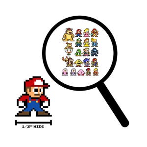 8ビットマイクロデカール、スーパースマッシュブラザーズ1、20枚セット、ピクセルアート、携帯電話用、ノートパソコン用、ゲーマー用、ビデオゲームステッカー、ビニールデカール