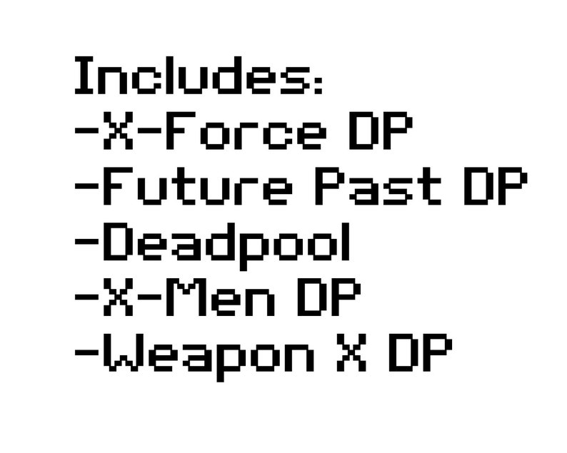 Puede incluir: Una lista de nombres de equipos de superh&eacute;roes, que incluyen X-Force, Future Past, Deadpool, X-Men y Weapon X.