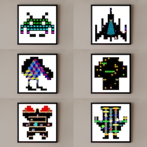 アーケード プリント、シリーズ 3、12 x 12 プリント、ポスター プリント、ゲーム ルーム用、ゲーマー用、アーケード ウォール アート、ピクセル アート、ビデオ ゲーム アート、アーケード ゲーム