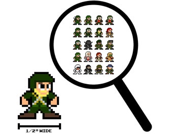 8bit Micro Decals, CLASSIC GI JOE, Set of 20, Pixel Art, For Cell Phones, For Laptops, 80s Cartoons, G I Joe Stickers, Vinyl Decals
