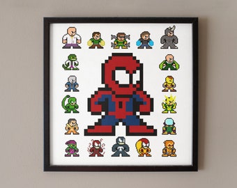 8-bit SPIDER SENSE TINGLING 12" x 12" Poster Print Pixel Sprite Art