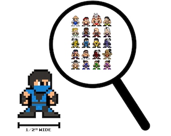 8bit Micro Decals, MORTAL KOMBAT, Set of 20, Pixel Art, For Cell Phones, For Laptops, For Gamers, Video Game Stickers, Vinyl Decals, MK