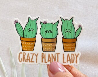 Crazy plant lady sticker, plant mama, waterproof sticker