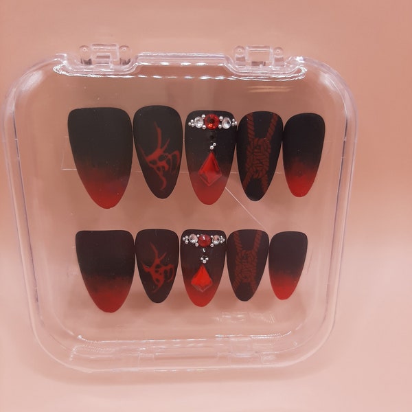 The Scum Villain's Self-Saving System Luo Binghe Inspired Handmade Press-On Nails