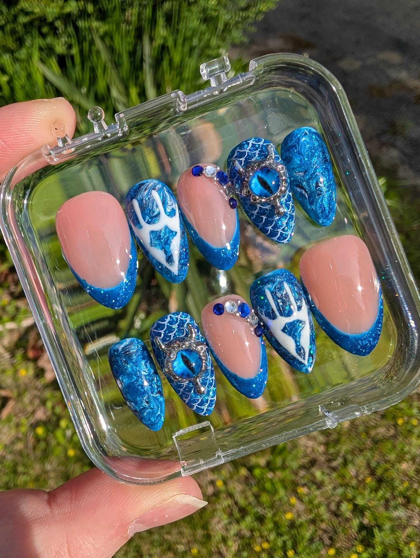 Final Fantasy XIV Handmade Press-on Nails : Dragoon Soul Crystal Inspired -  Etsy