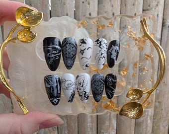 Heavens Official Blessing Handmade Press-on Nails : Bai Wuxiang
