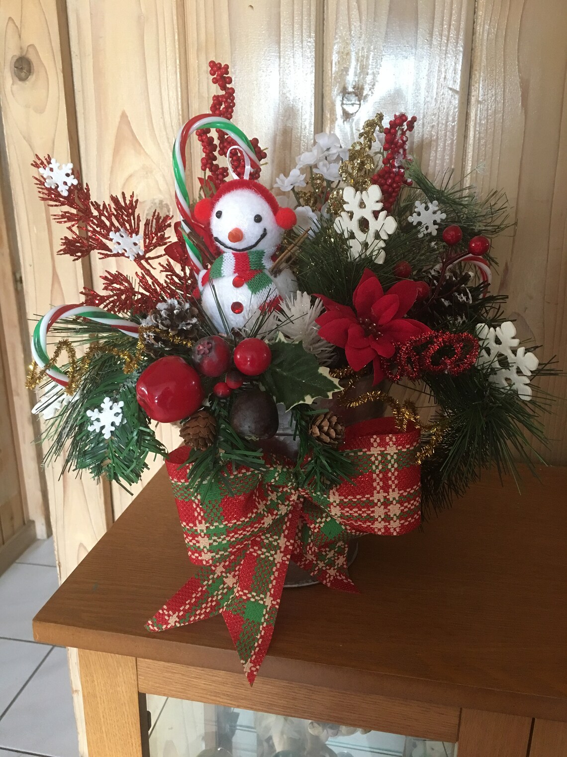 Galvanized Bucket Flower Arrangement Christmas Arrangement Etsy