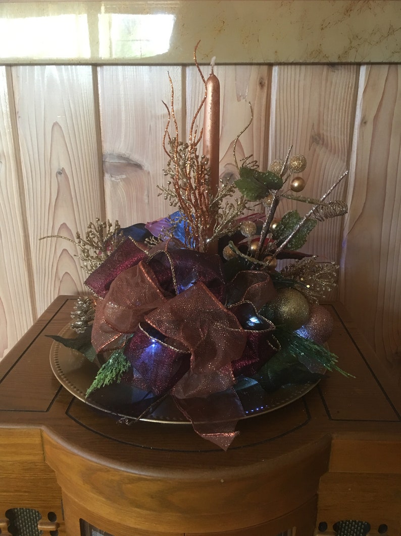 Rose Gold Centerpiece Arrangement Flower Arrangement Home Etsy