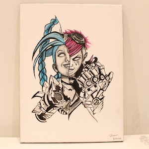 Jinx & Vi ‘’Sisters” Acrylic Handmade Painting on canvas League of legends Arcane