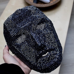 Shiny Jet Black Mask made with Rhinestones