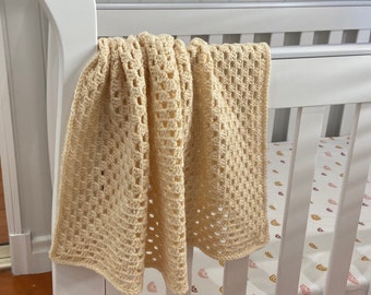 Vintage Pure Australian Wool Crocheted Baby Blanket
