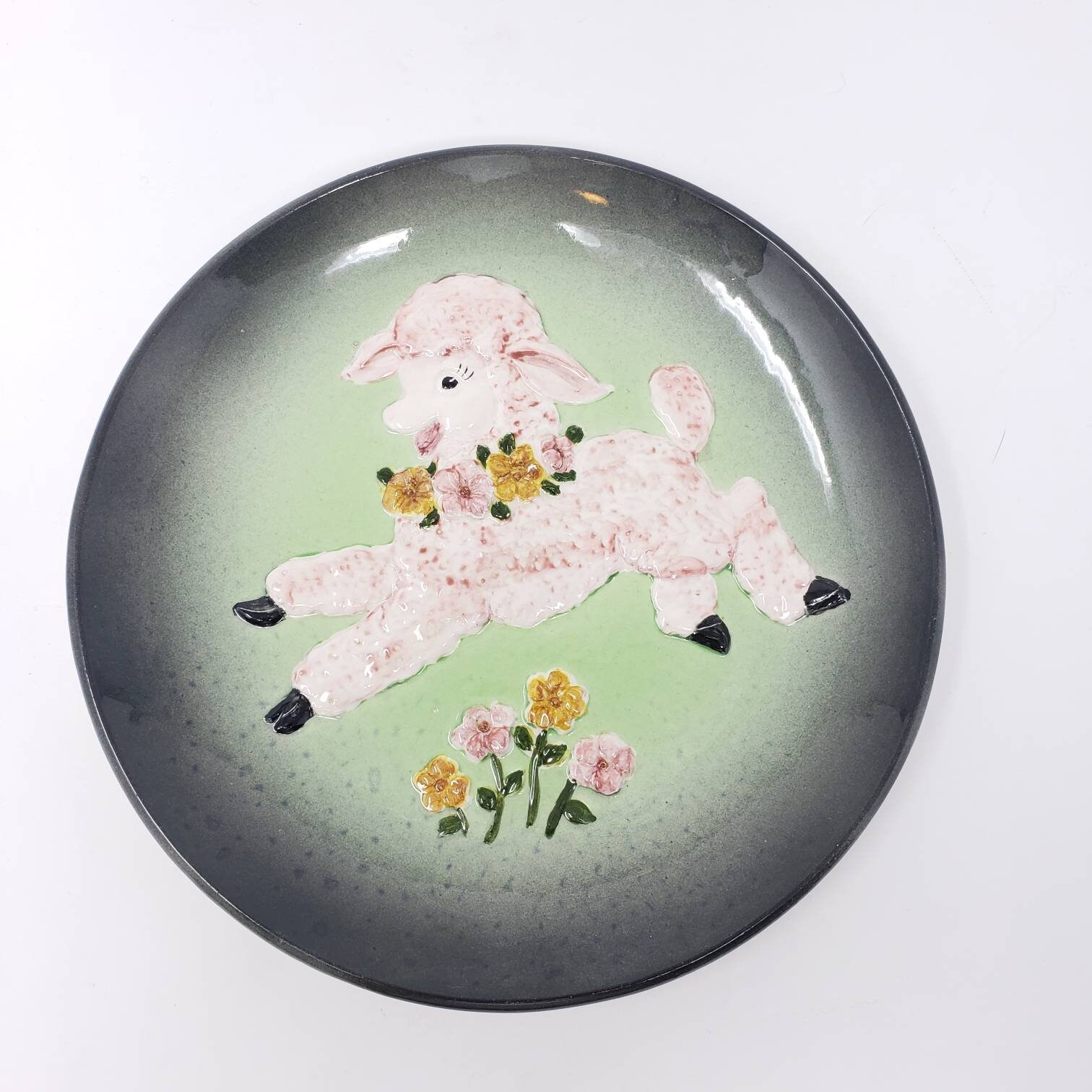 Vintage Lamb Ceramic Plate 9 diameter Sheep Ewe Wall Etsy