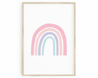 Pastel Rainbow Print – Girl's Nursery Wall Art (Digital Download)