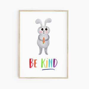 Be Kind Print - playroom printable, instant download, animal printable, positive growth mindset print, classroom decor, daycare printable