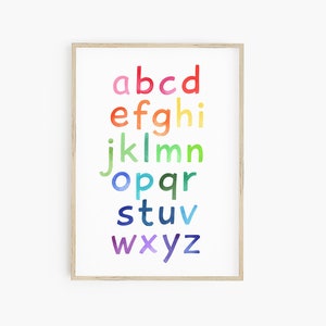 Lowercase letters Rainbow Alphabet Poster - instant download, rainbow playroom decor, rainbow kids decor, classroom printable, educational