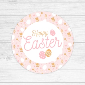 Easter Cookie Tag - Happy easter tag, boho Easter, round tag printable 2&quot;