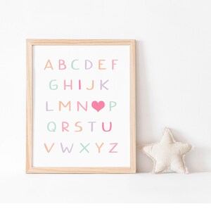 I love you alphabet printable - instant download, alphabet wall art, kids alphabet print, girls nursery printable, girls alphabet print