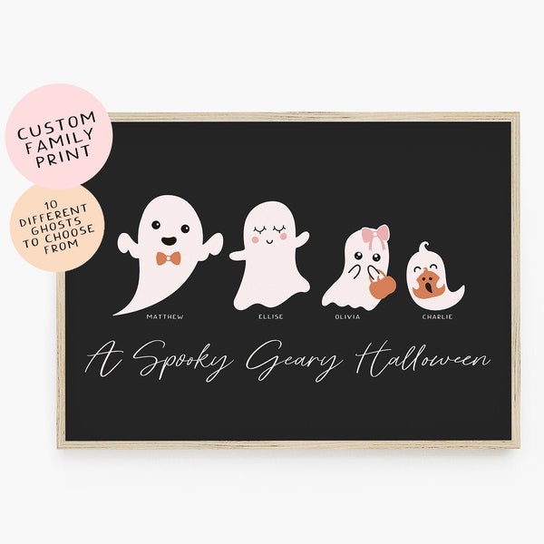 Customized Halloween Family Portrait- DIGITAL FILE, personalized Halloween printable, halloween decor, halloween family gift, diy halloween
