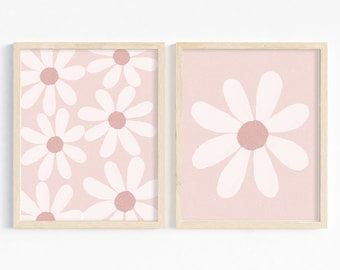 Daisy Print Set of 2, Boho Nursery Wall Art (Digital Download)