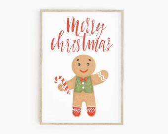 Jultryck med pepparkaksgubben – Juldekorationer för barn (digital nedladdning)